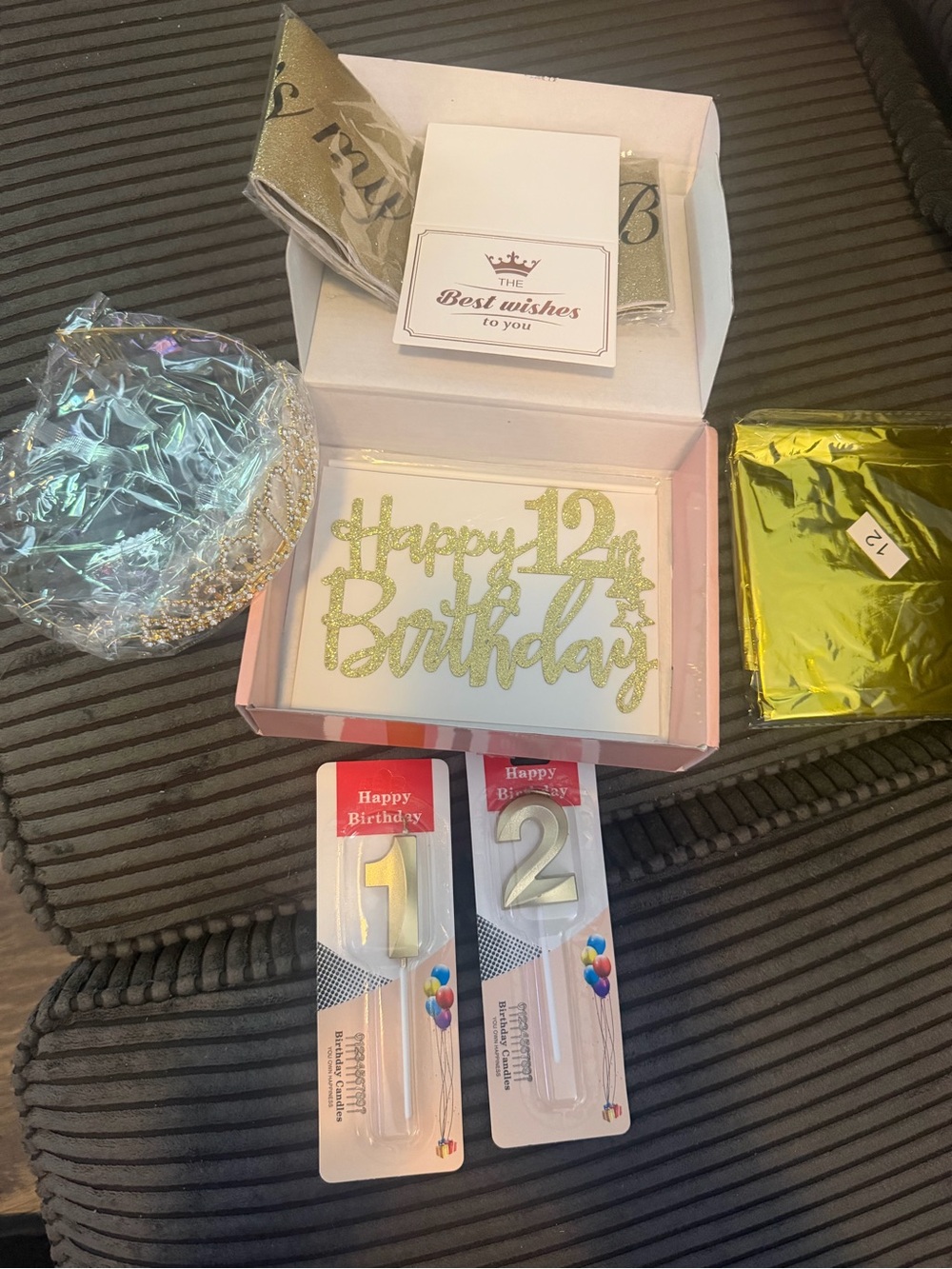 Gold "Happy 12th Birthday" Party Kit by